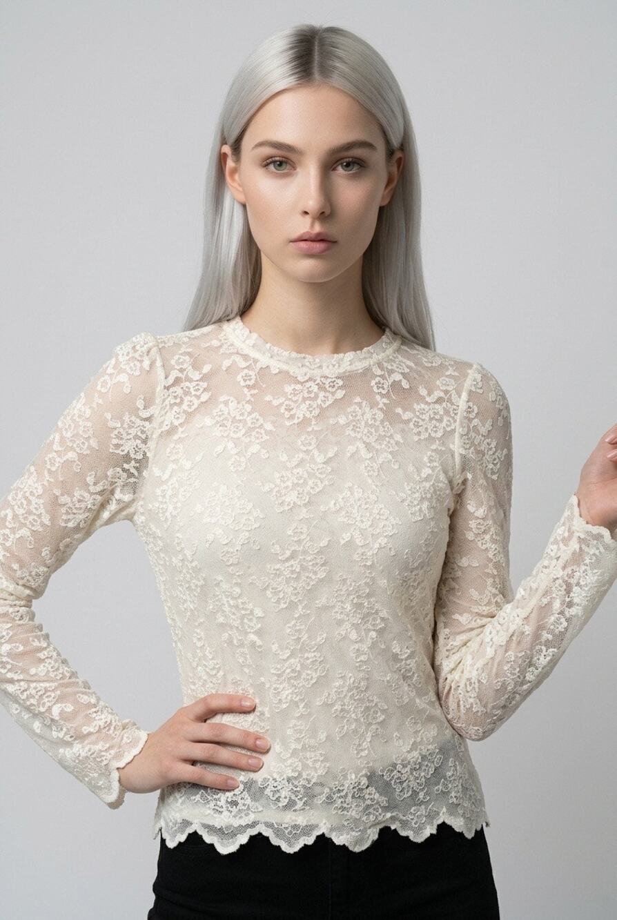 CAbi Floral Lace Cream Top Womens Small Y2K Fairy Grunge Boho Chic Festival